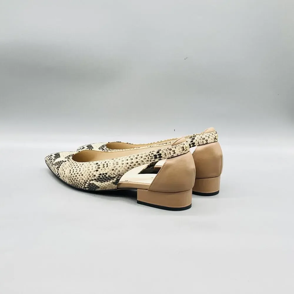 Cole Haan Shoes Womens 9 Beige Snake Print Grand Slingback Flats Pointed Toe